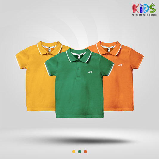 Kids Polo Shirt Combo (Green, Orange, Yellow)