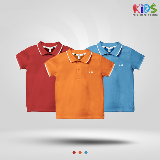 Kids Polo Shirt Combo (Red, Blue, Orange)