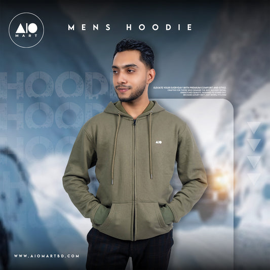 Mens Full Zipper Hoodie (Olive  Moss)