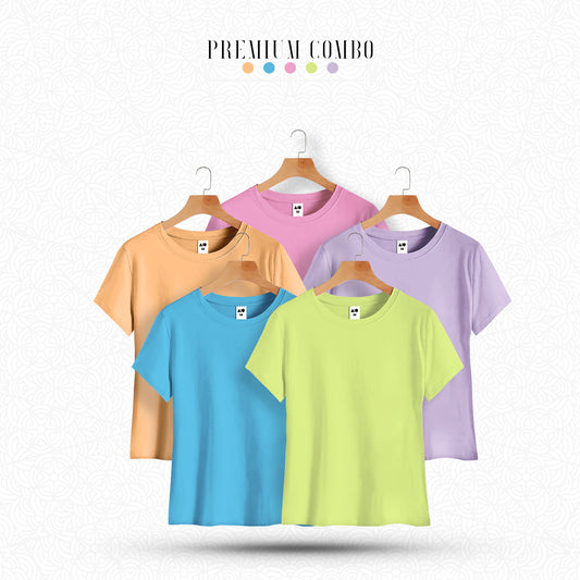 Womens Cotton T-Shirt Combo (5 Color)