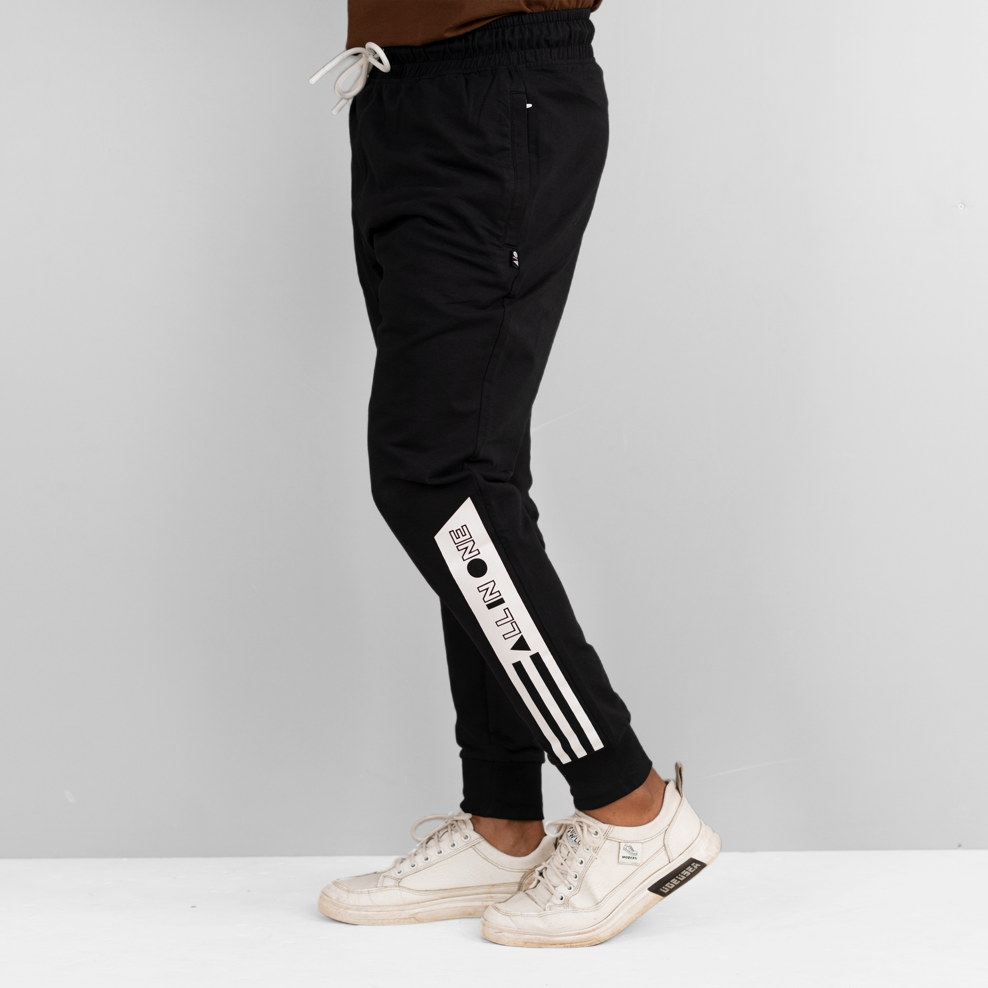 Mens Terry Cotton Joggers Jet Black AIO Mart