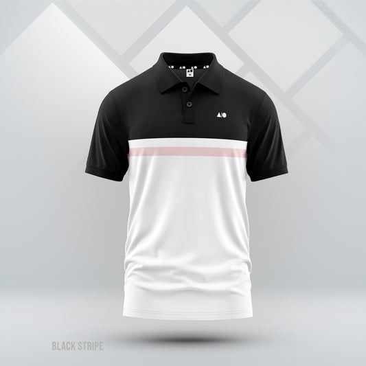 Mens Cut & Print Polo Shirt (Black & White)