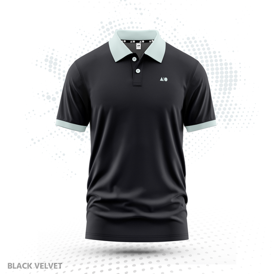 Mens Contrast Polo Shirt (Black Velvet)