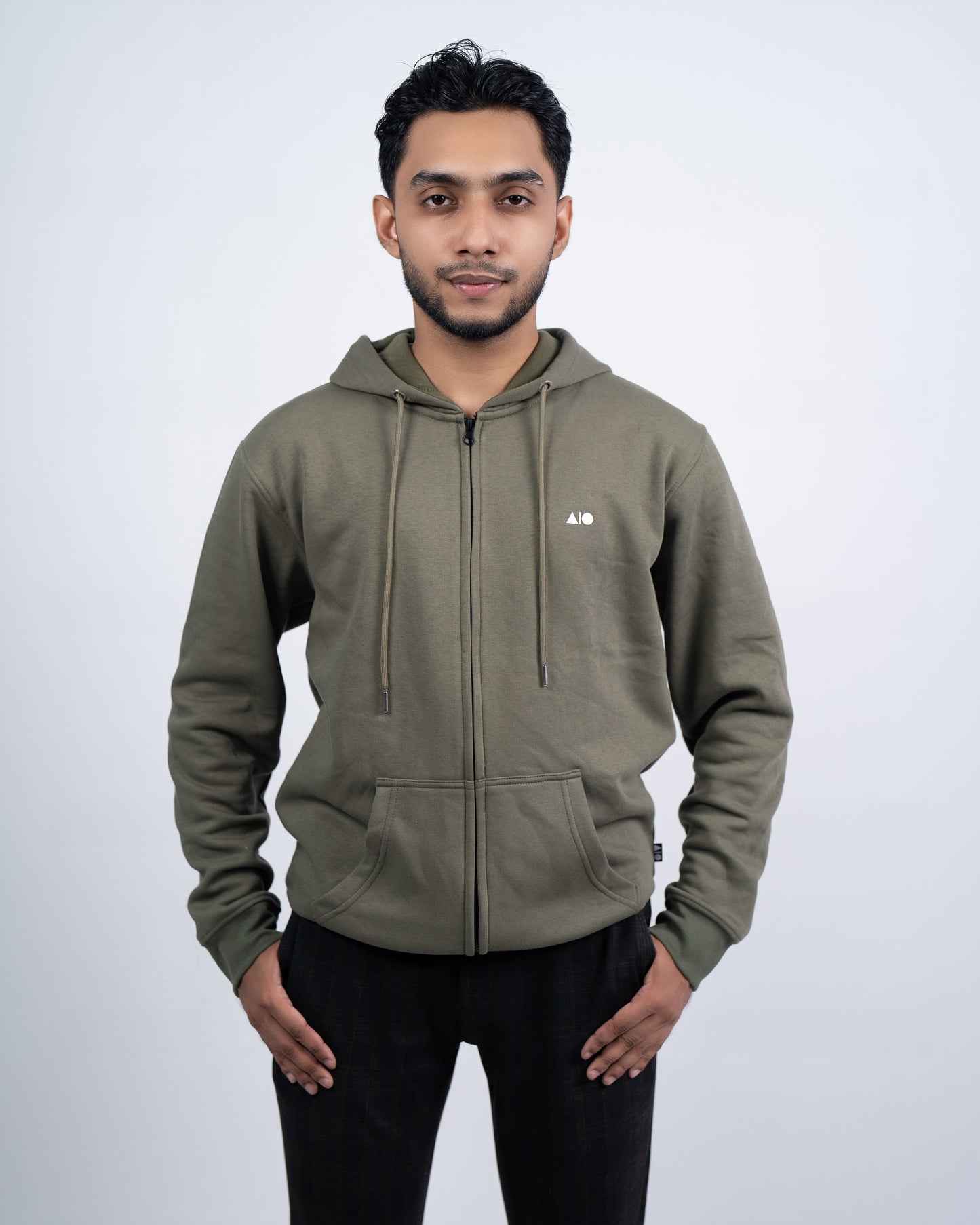 Mens Full Zipper Hoodie (Olive  Moss)