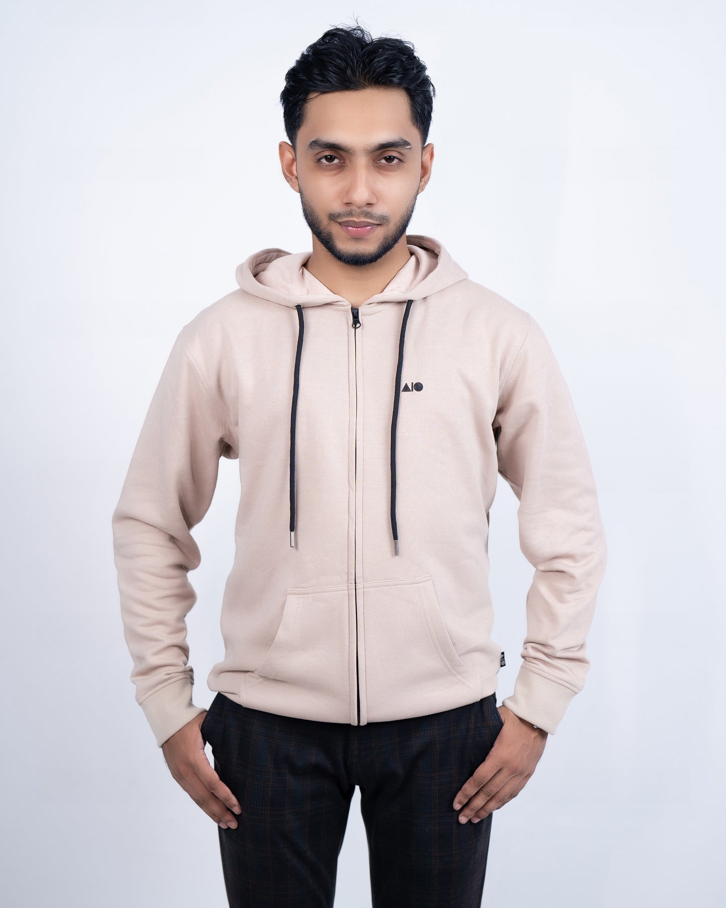 Mens Full Zipper Hoodie (Baby Pink)