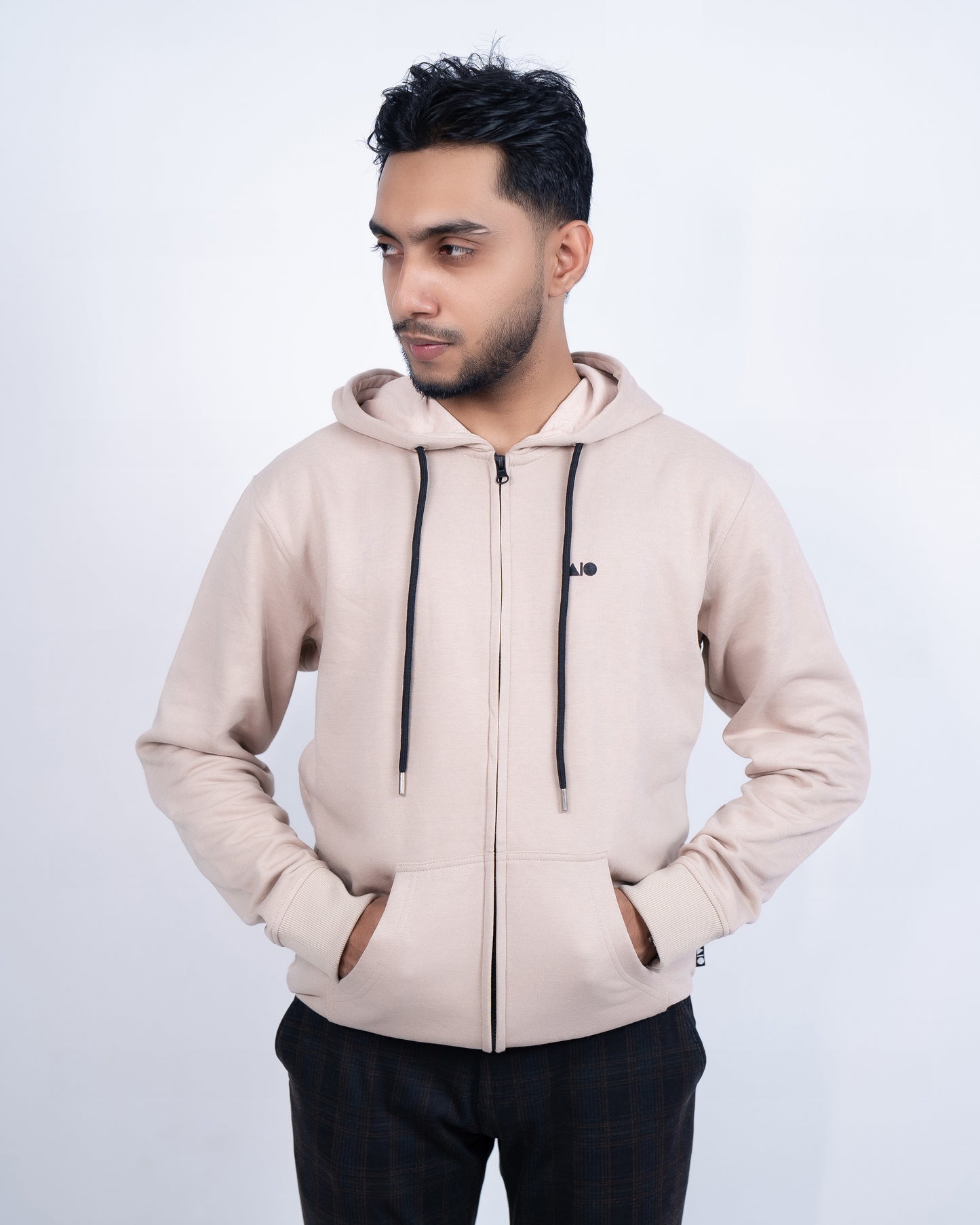 Mens Full Zipper Hoodie (Baby Pink)