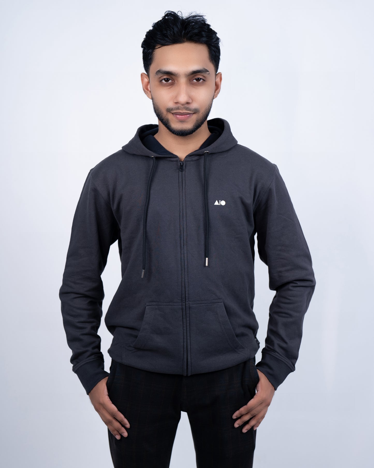 Mens Full Zipper Hoodie (Jet Black)