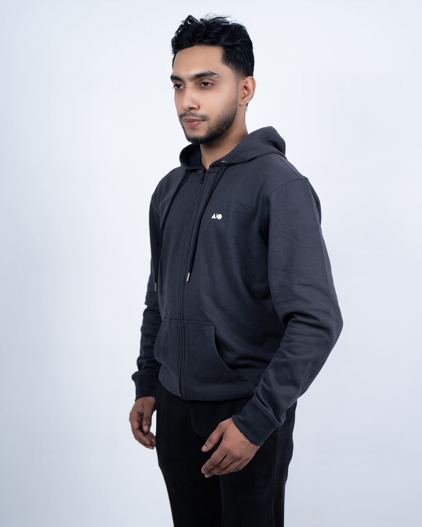 Mens Full Zipper Hoodie (Jet Black)