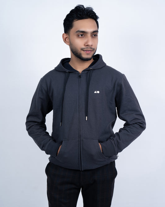 Mens Full Zipper Hoodie (Jet Black)