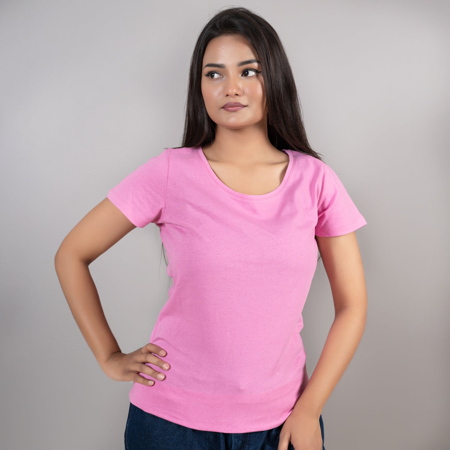 Womens Cotton T-Shirt Combo (Light Blue, Purple Rose, Light Pink)