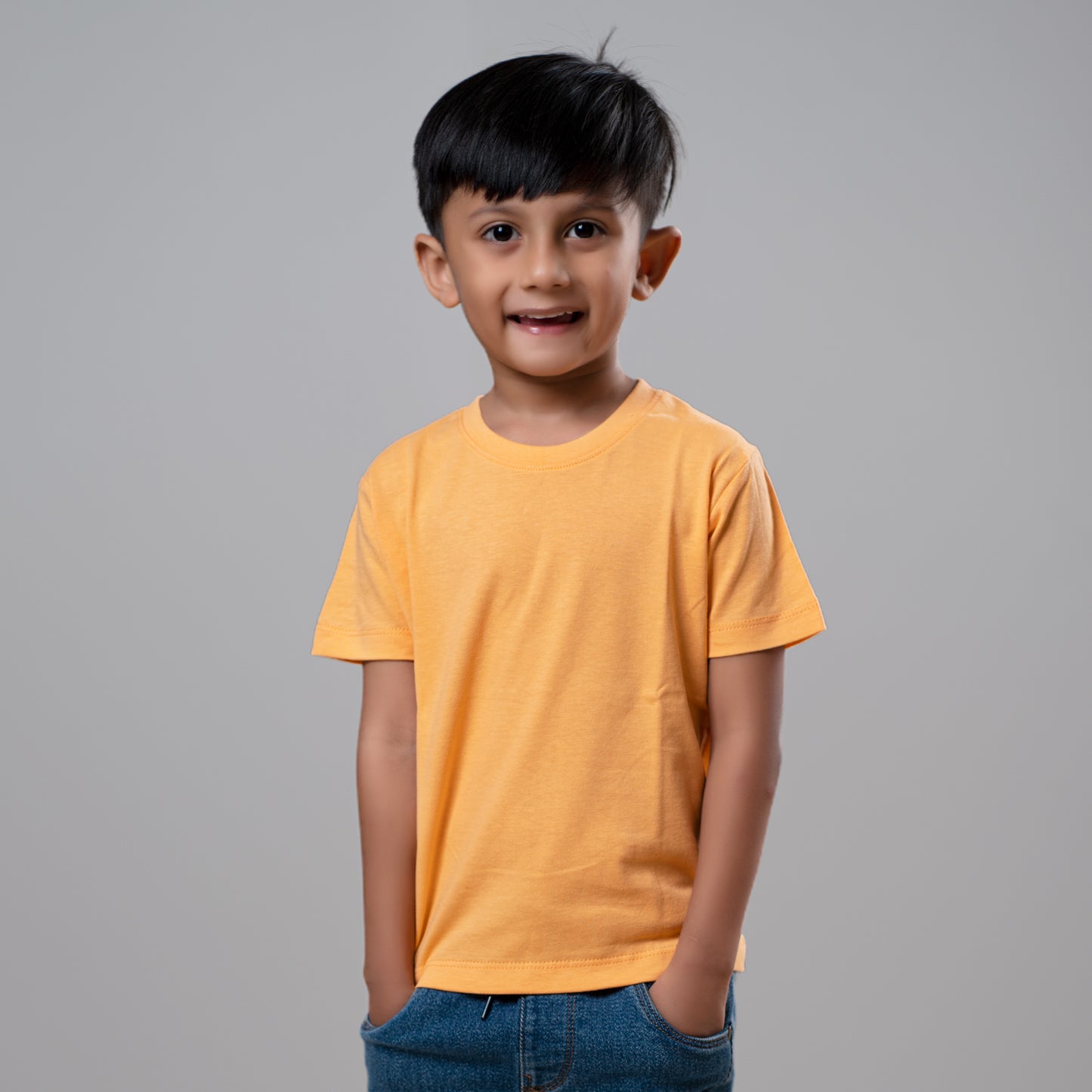 Kid’s premium Cotton T-Shirt - Any 3 From ( Peach, Light Blue, Irish Cream, Purple & Mock Orange)