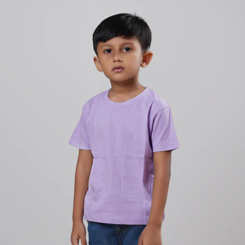 Kid’s premium Cotton T-Shirt - Any 3 From ( Peach, Light Blue, Irish Cream, Purple & Mock Orange)