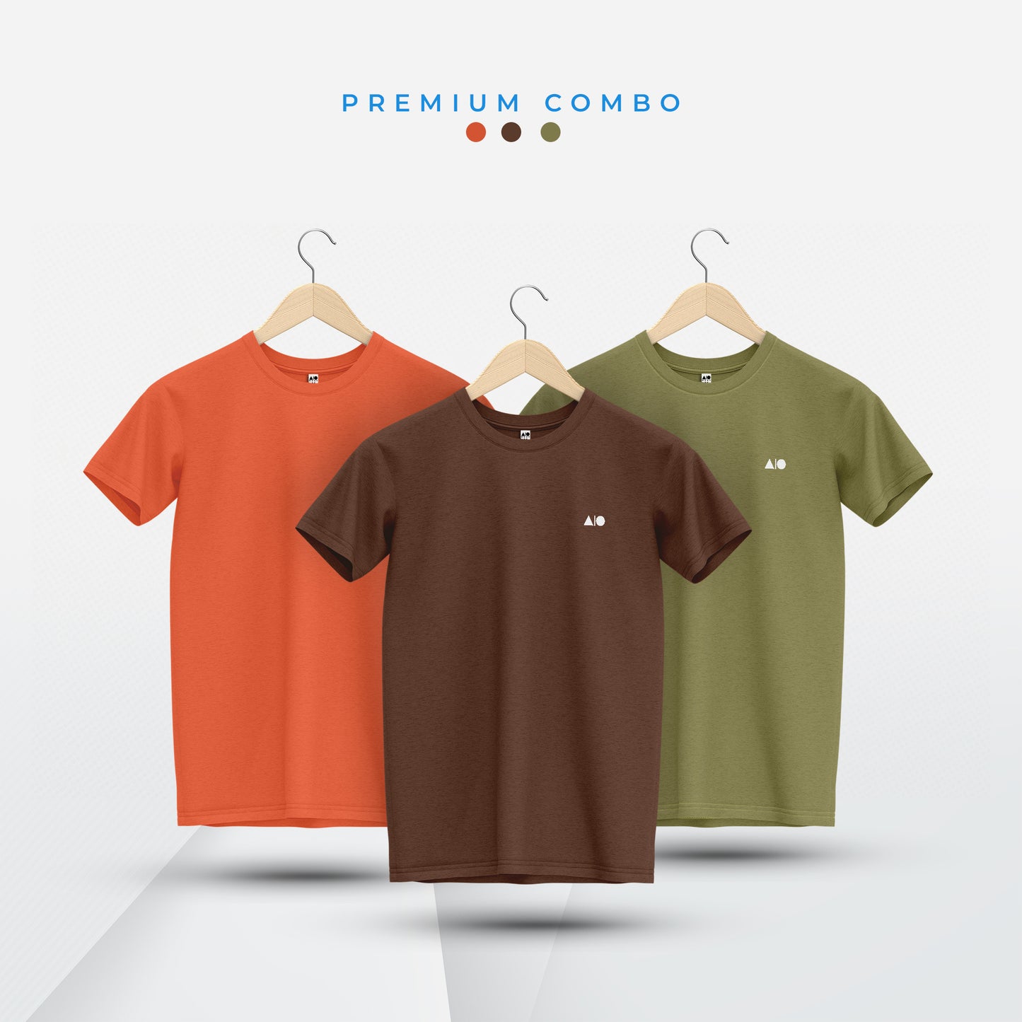 Mens Basic T-Shirt - Combo (Avocado, Cherry Tomato & Cappuccino)