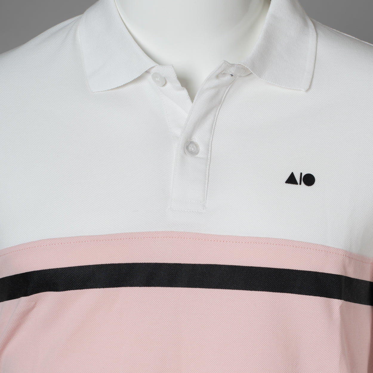 Mens Cut & Print Polo Shirt (White & Pink)