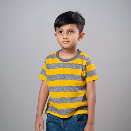 Kids Stripe T-Shirt (Yellow & Grey)