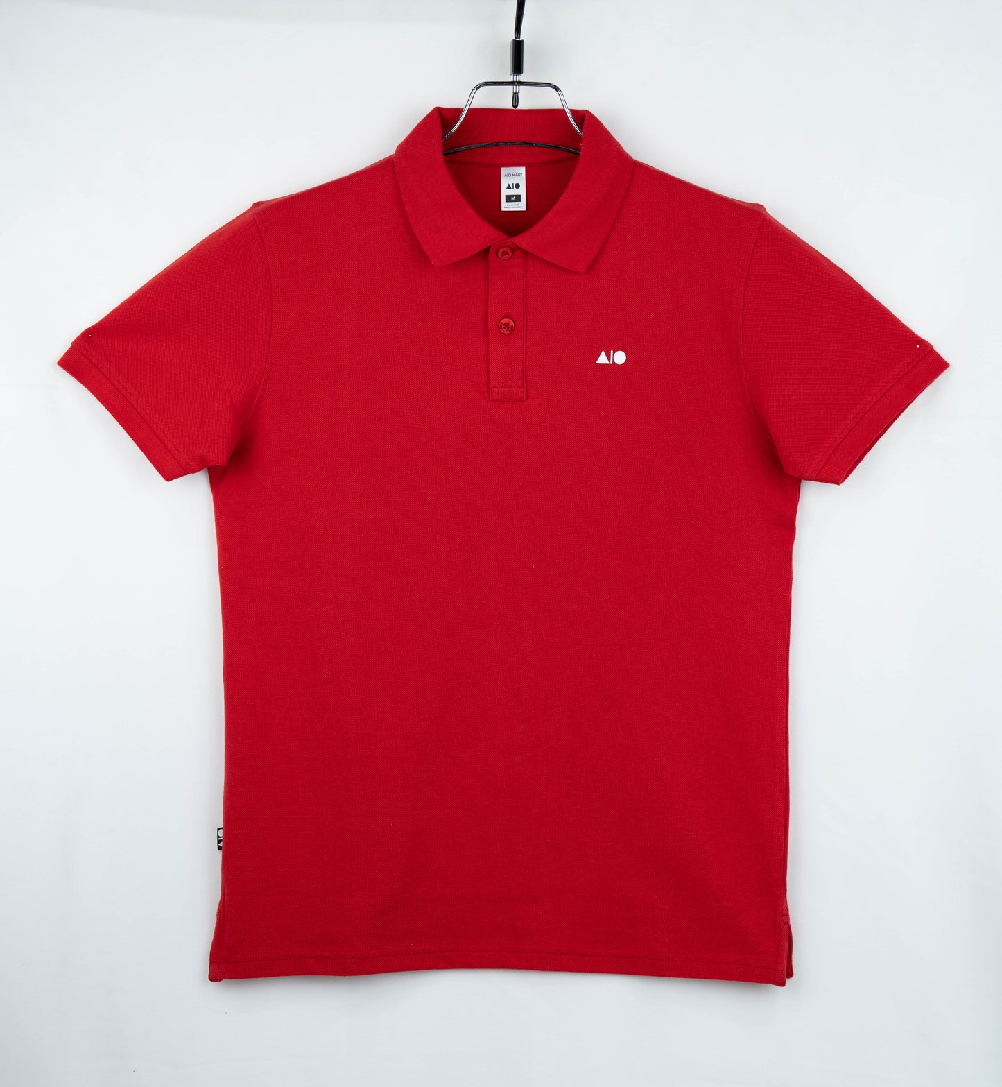 Mens Pique Cotton Polo Shirt (Red)