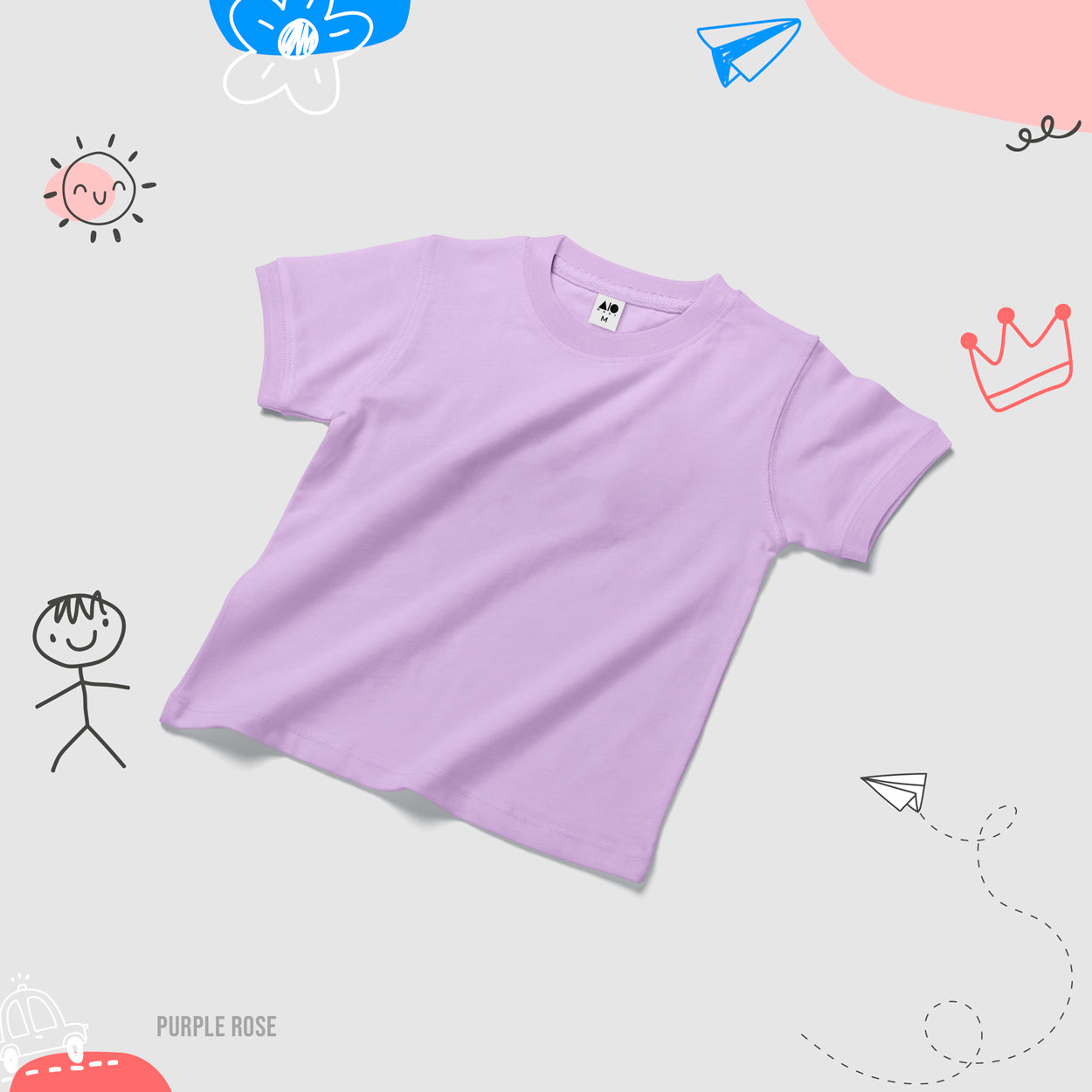 Kids Solid T-Shirt (Purple Rose)